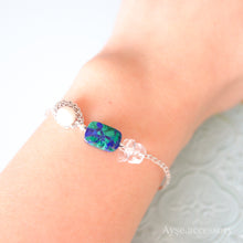 画像をギャラリービューアに読み込む, 地球色アズロマラカイトブレスレット(slv)