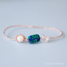 画像をギャラリービューアに読み込む, 地球色アズロマラカイトブレスレット(slv)
