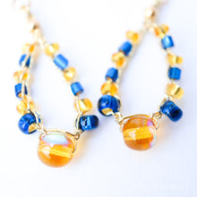 画像をギャラリービューアに読み込む, 糸編みチェコビーズピアス(blu×yel)