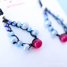 画像をギャラリービューアに読み込む, 糸編みチェコビーズピアス(blu×ppl)