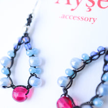 画像をギャラリービューアに読み込む, 糸編みチェコビーズピアス(blu×ppl)