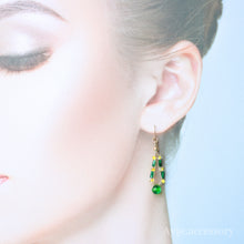画像をギャラリービューアに読み込む, 糸編みチェコビーズピアス(grn×yel)