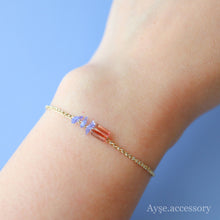 画像をギャラリービューアに読み込む, スクエアトルマリンブレスレット(gld)