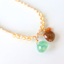 画像をギャラリービューアに読み込む, オニオンシェイプワンポイントネックレス(グリーンストロベリークオーツ)