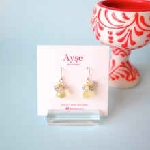 画像をギャラリービューアに読み込む, 極細糸で編んだつぶつぶピアス(レモンクォーツ)