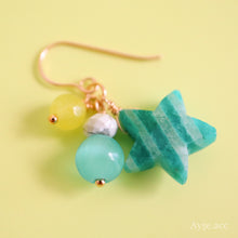 画像をギャラリービューアに読み込む, カラフルスターピアス(アマゾナイト)