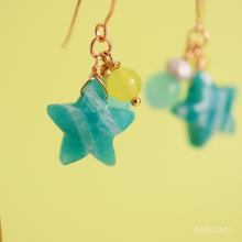 画像をギャラリービューアに読み込む, カラフルスターピアス(アマゾナイト)