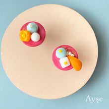 画像をギャラリービューアに読み込む, カラフルフラワーボタンピアス