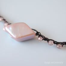 画像をギャラリービューアに読み込む, ダイヤ形パールショートネックレス(blk)