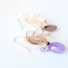 画像をギャラリービューアに読み込む, フラワースモーキークオーツピアス