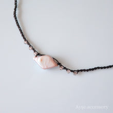 画像をギャラリービューアに読み込む, ダイヤ形パールショートネックレス(blk)