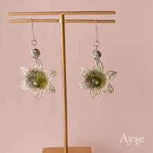 画像をギャラリービューアに読み込む, フラワーロングピアス(grn)