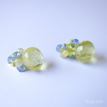 画像をギャラリービューアに読み込む, 極細糸で編んだつぶつぶピアス(レモンクォーツ)