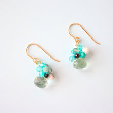 画像をギャラリービューアに読み込む, 極細糸で編んだつぶつぶピアス(グリーンアメジスト)