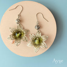 画像をギャラリービューアに読み込む, フラワーロングピアス(grn)