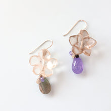 画像をギャラリービューアに読み込む, フラワースモーキークオーツピアス