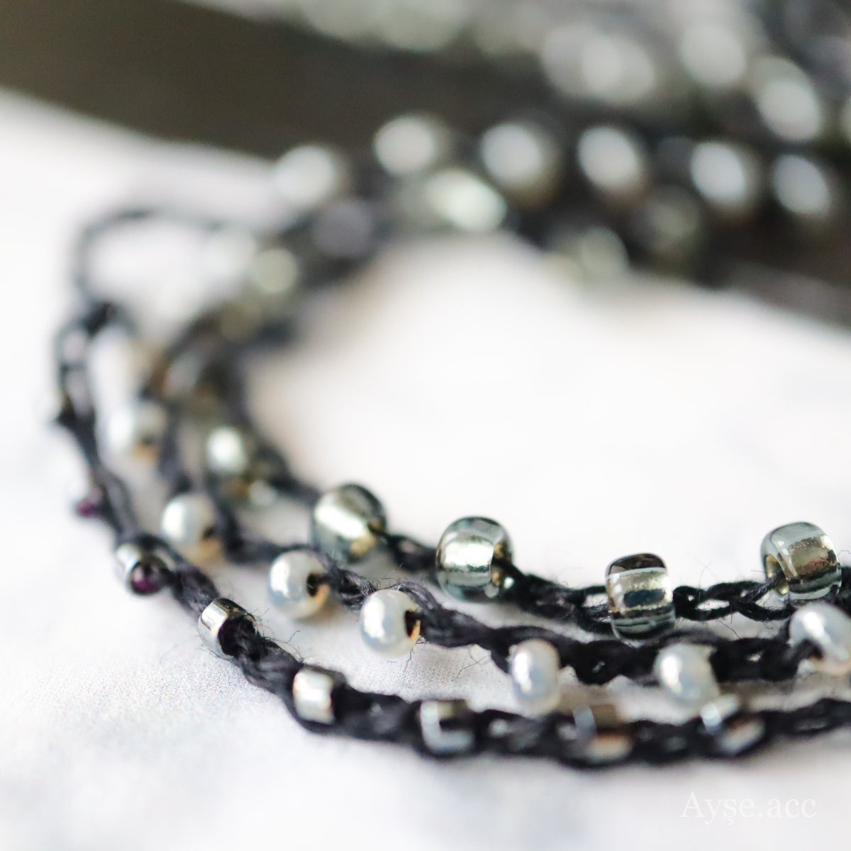 3連ビーズネックレス(slv) – Ayse.accessory