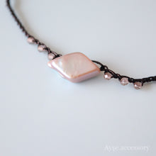 画像をギャラリービューアに読み込む, ダイヤ形パールショートネックレス(blk)