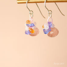 画像をギャラリービューアに読み込む, 極細糸で編んだつぶつぶピアス(ストロベリークォーツ)
