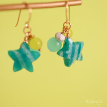 画像をギャラリービューアに読み込む, カラフルスターピアス(アマゾナイト)