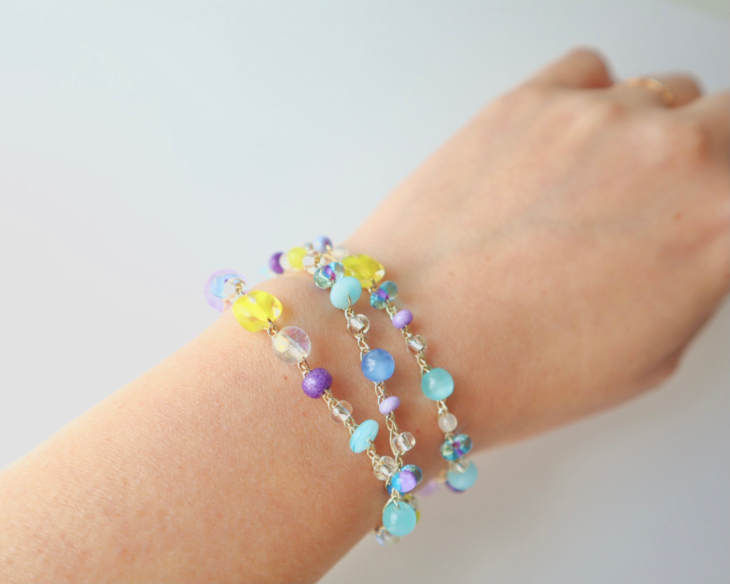 4way ネックレス (skyblue×clear)