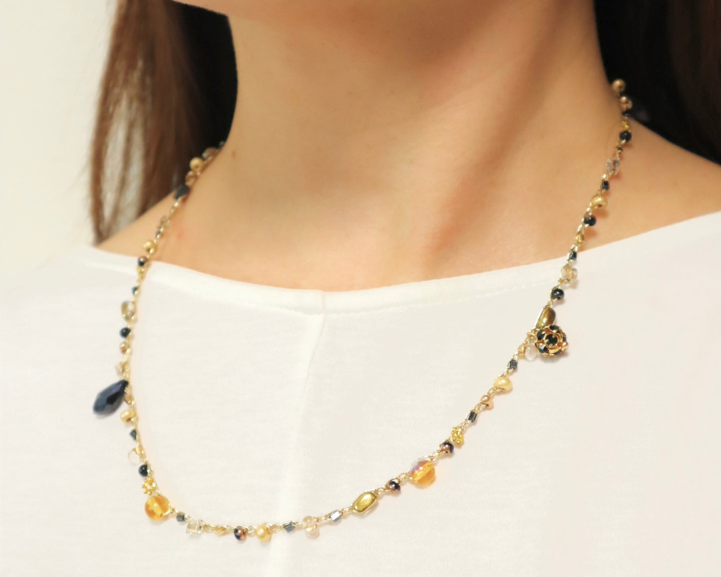 4way Necklace (black×gld)