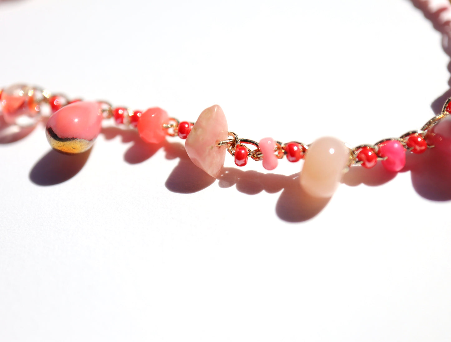 3way 糸編みチョーカー - pink -