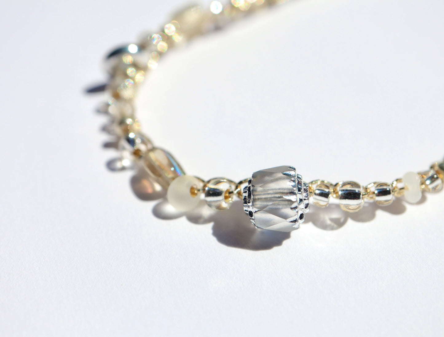 3way糸編みチョーカー - Clear Silver -