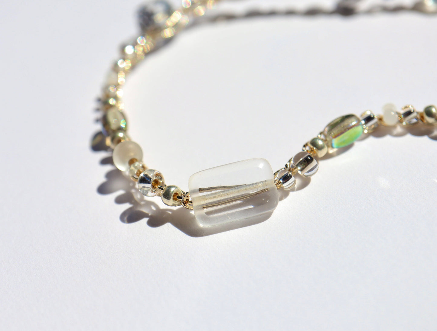 3way糸編みチョーカー - Clear Silver -