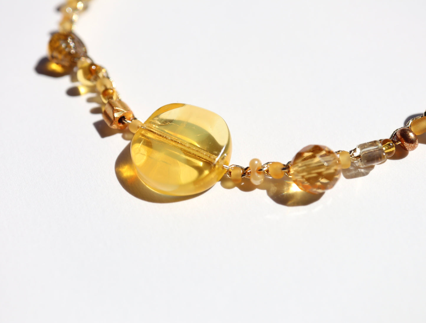 3way 糸編みチョーカー - beige×gold -