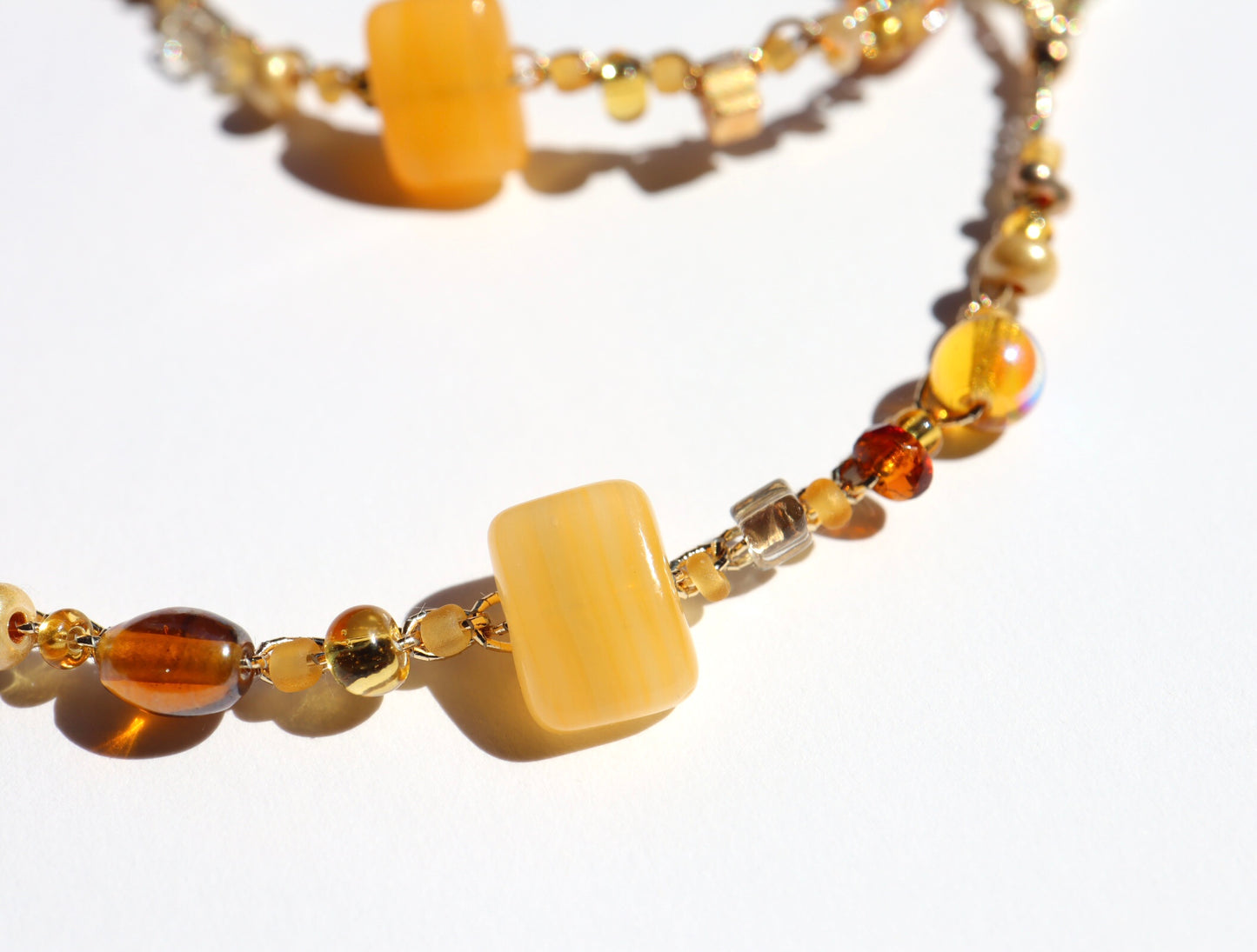 3way 糸編みチョーカー - beige×gold -