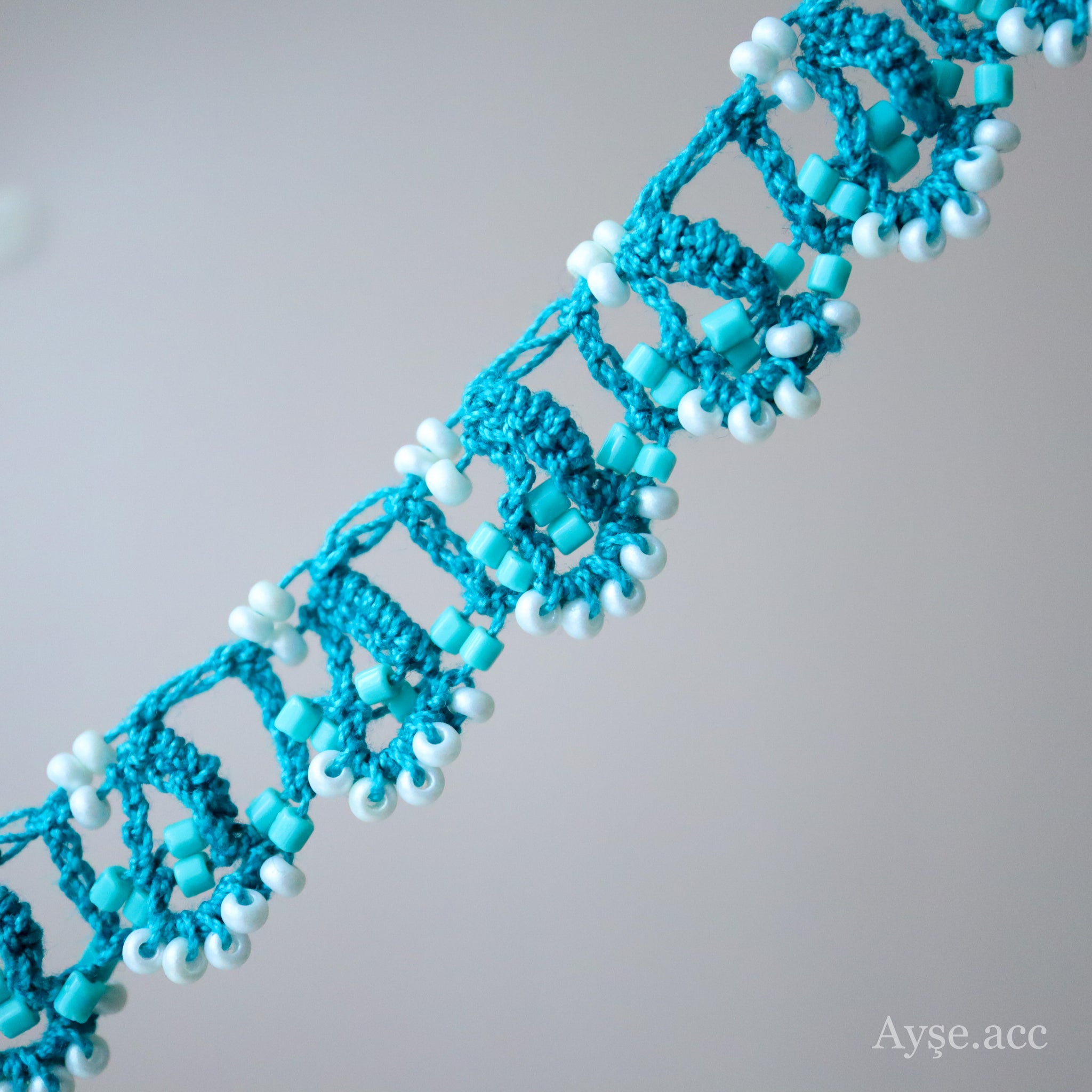 レース編みガラスビーズネックレス(turquoise) – Ayse.accessory