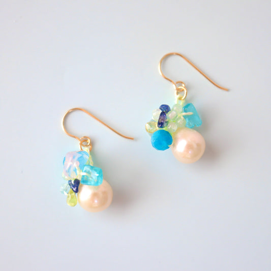 つぶつぶパールピアス(turquoise)