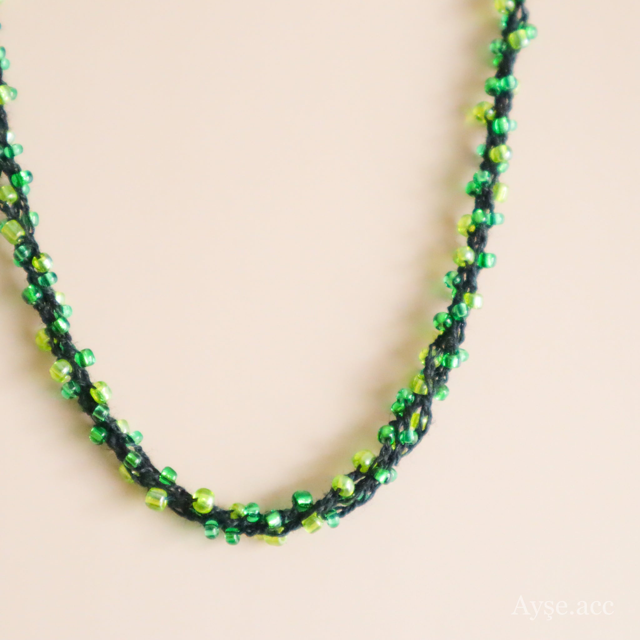3連ビーズネックレス(grn.l) – Ayse.accessory