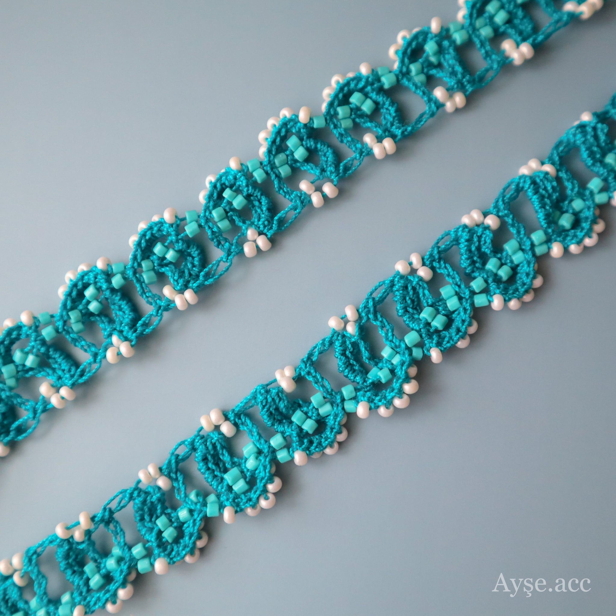 レース編みガラスビーズネックレス(turquoise) – Ayse.accessory